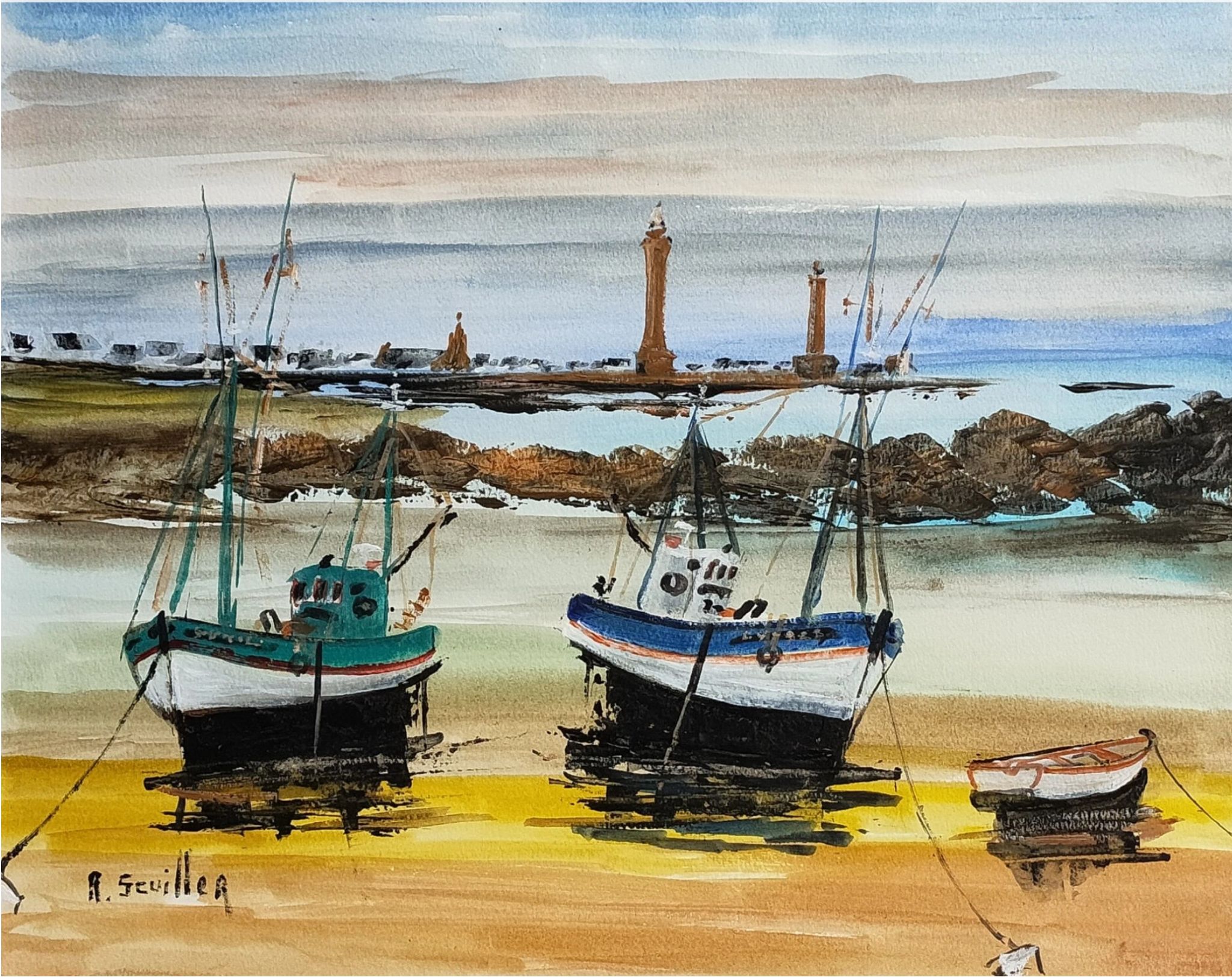 Chalutiers à marée basse
